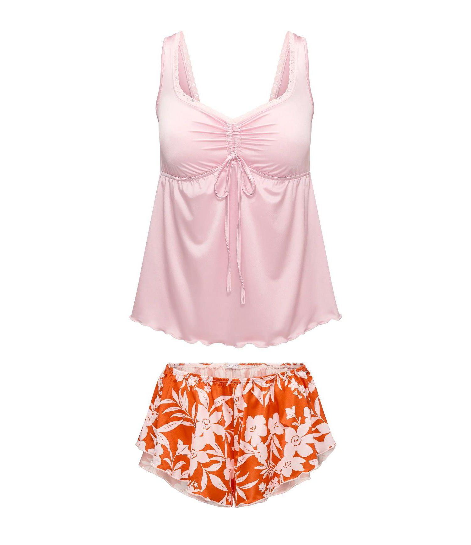 Plus Size Lavern Pajama Tank Top and Shorts Set