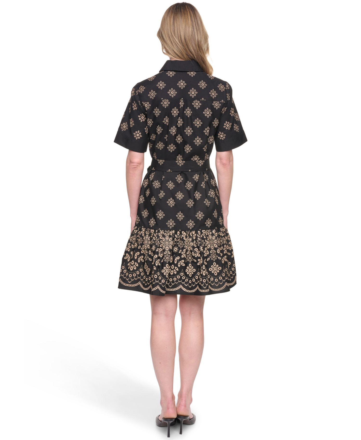 Petite Short-Sleeve Fit and Flare Shirt-Dress