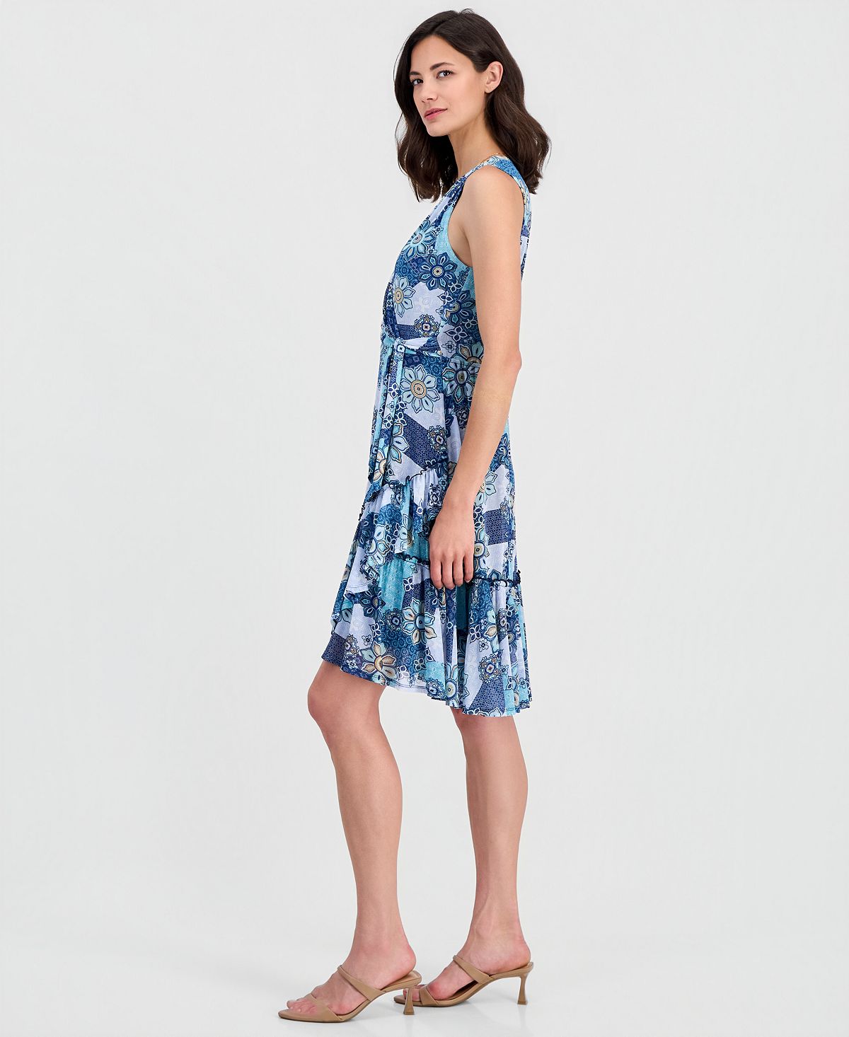 Robbie Bee Women's Printed Sleeveless Faux-Wrap Dress view 3 — MAYCSS fashion products