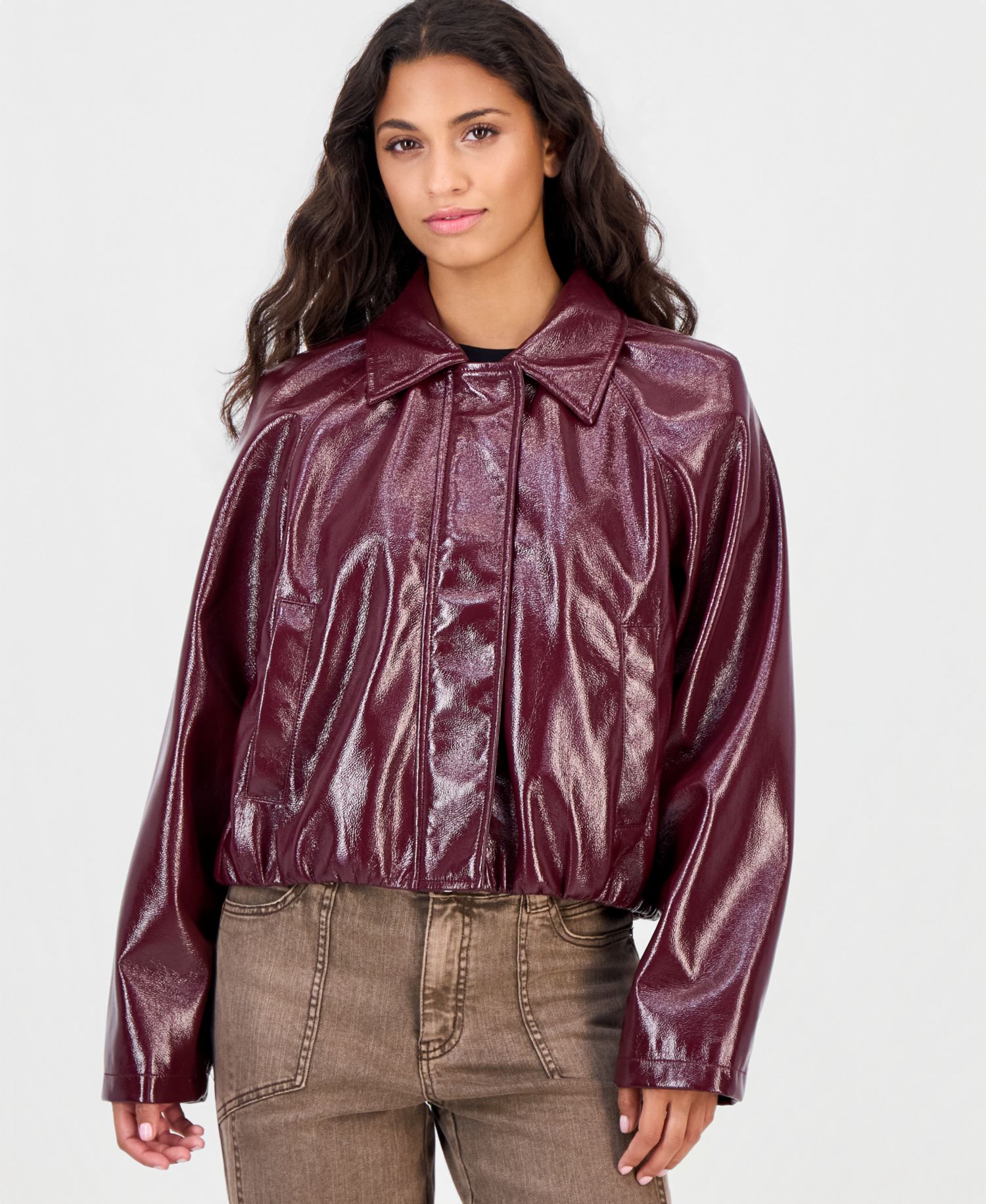 Juniors' Faux-Leather Jacket