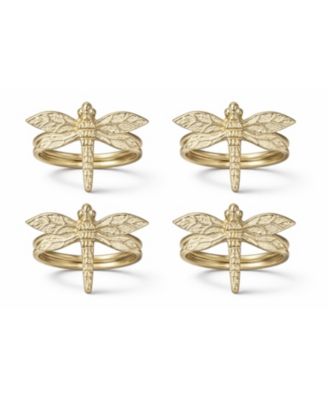 Dragonfly Napkin Rings Set of 4, Metal Table Decor