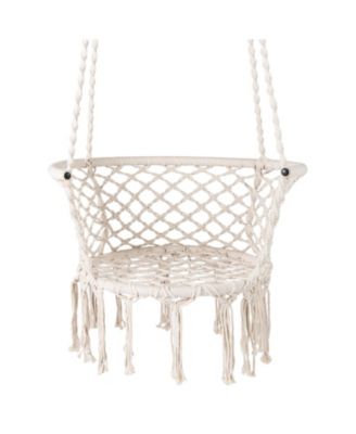 Hanging Hammock Chair with Cotton Rope, Macrame Swing Seat for Home Patio