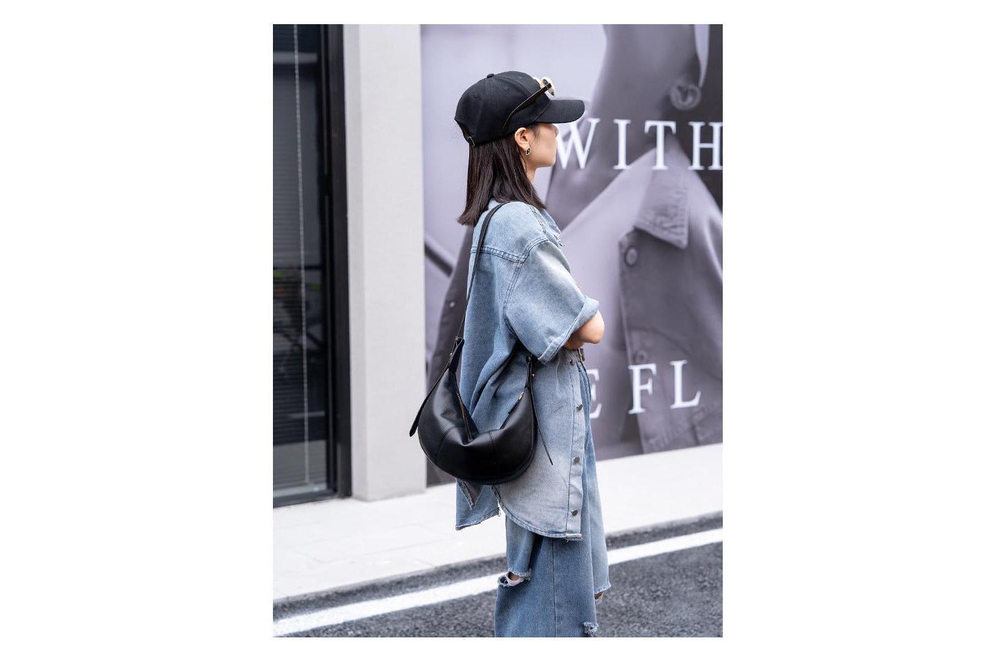 Женская сумка SUSU Vera Leather Crescent Bag Half-Moon Hobo Croissant Style Dumpling Shoulder Purse, цвет: Чёрный — фото 3