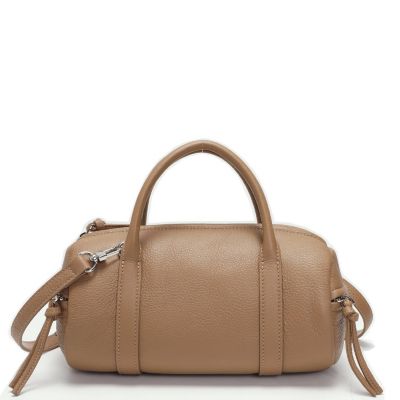 Aria Genuine Leather Small Barrel Satchel Bag Top Handle Mini Boston Crossbody Purse