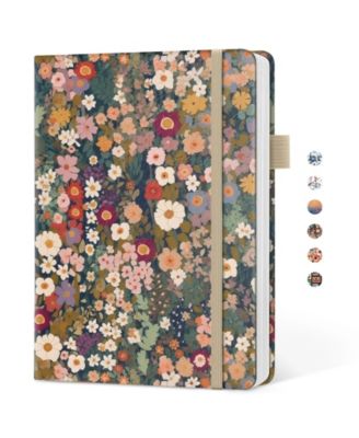 Pretty Lined Journal Hardcover Leather A5 College Ruled Notebook Pastel Garden