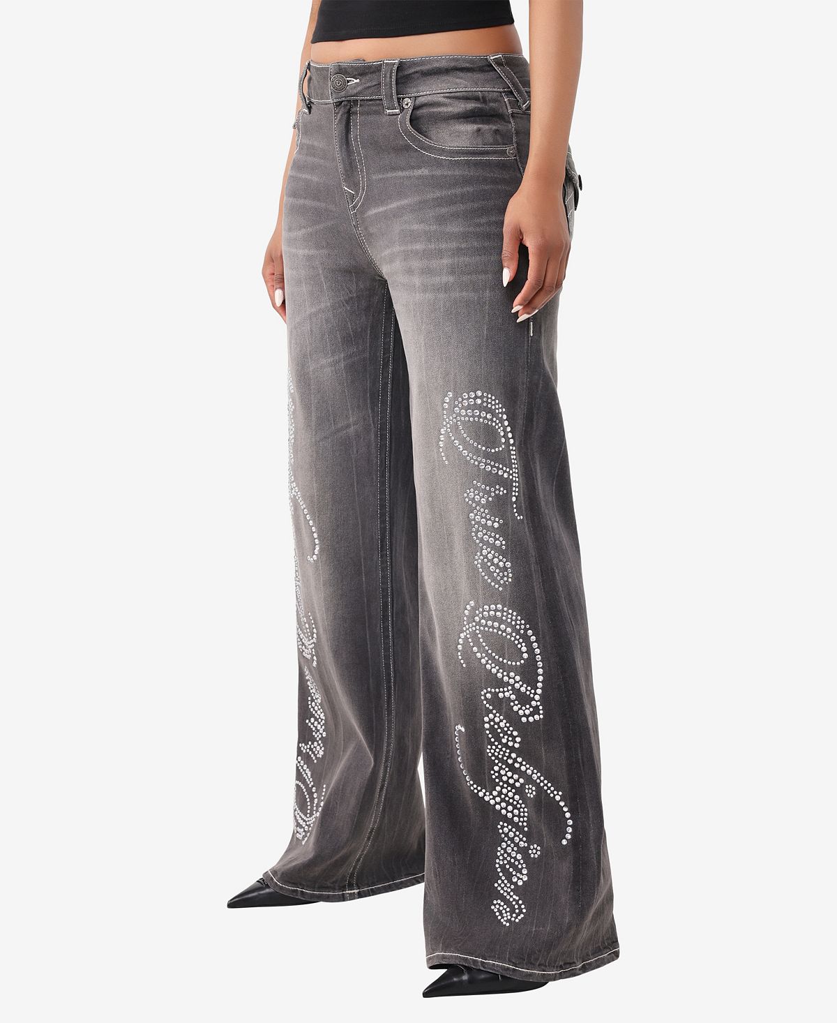 True Religion Women's Bobbi Mid-Rise Baggy Flap Jeans view 2 — MAYCSS fashion products
