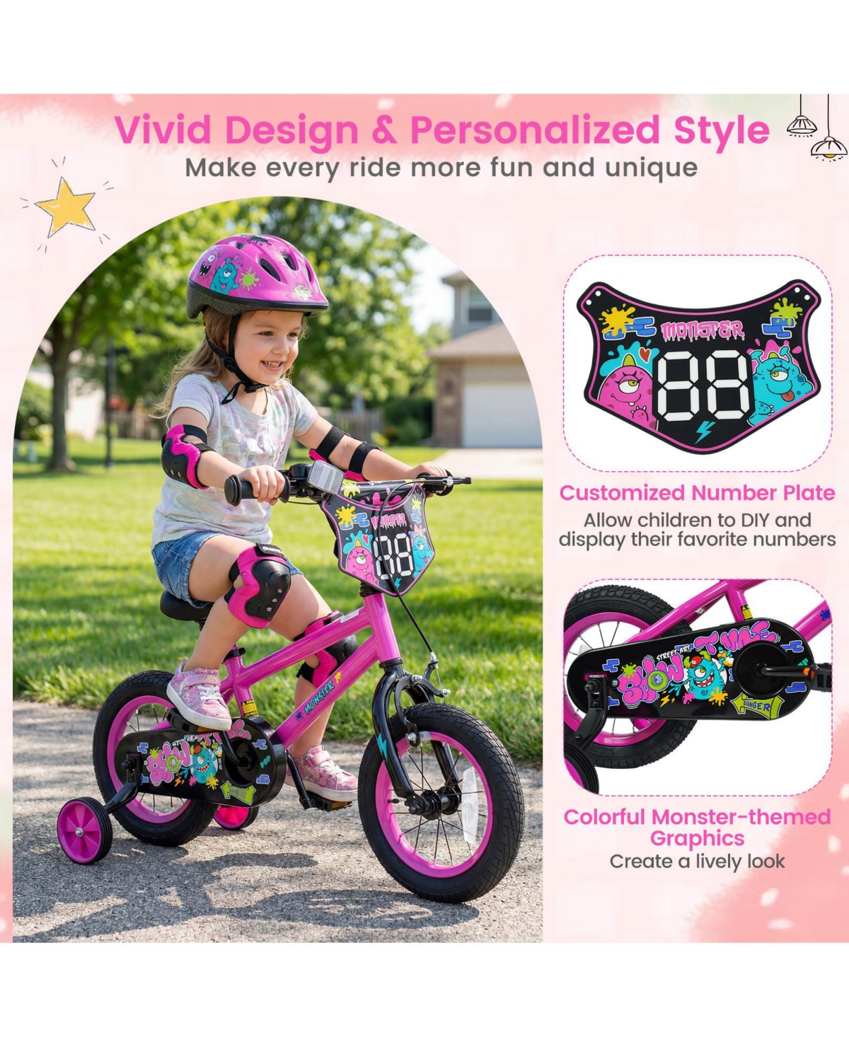 Slickblue Kids Bicycle with Training Wheels