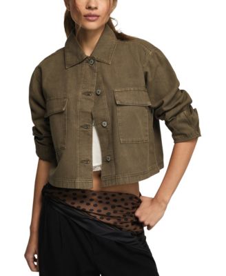 Women's Collared Denim Utility Jacket