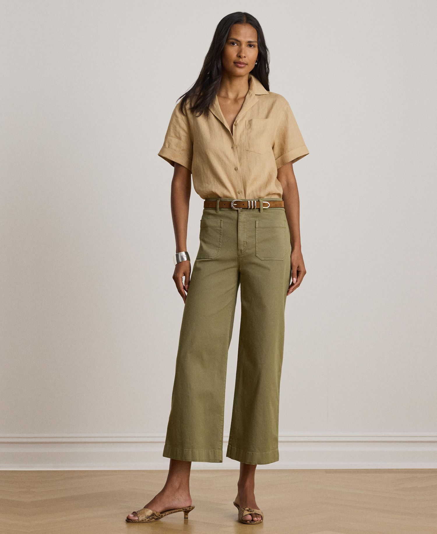 Women's Linen Short-Sleeve Camp Shirt