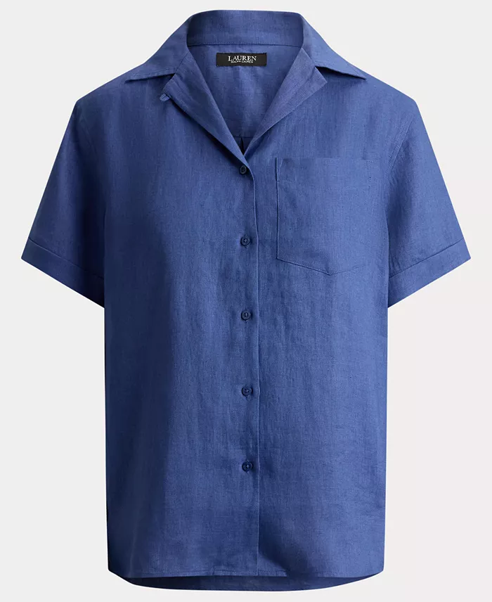 Women's Linen Short-Sleeve Camp Shirt - thumbnail 6