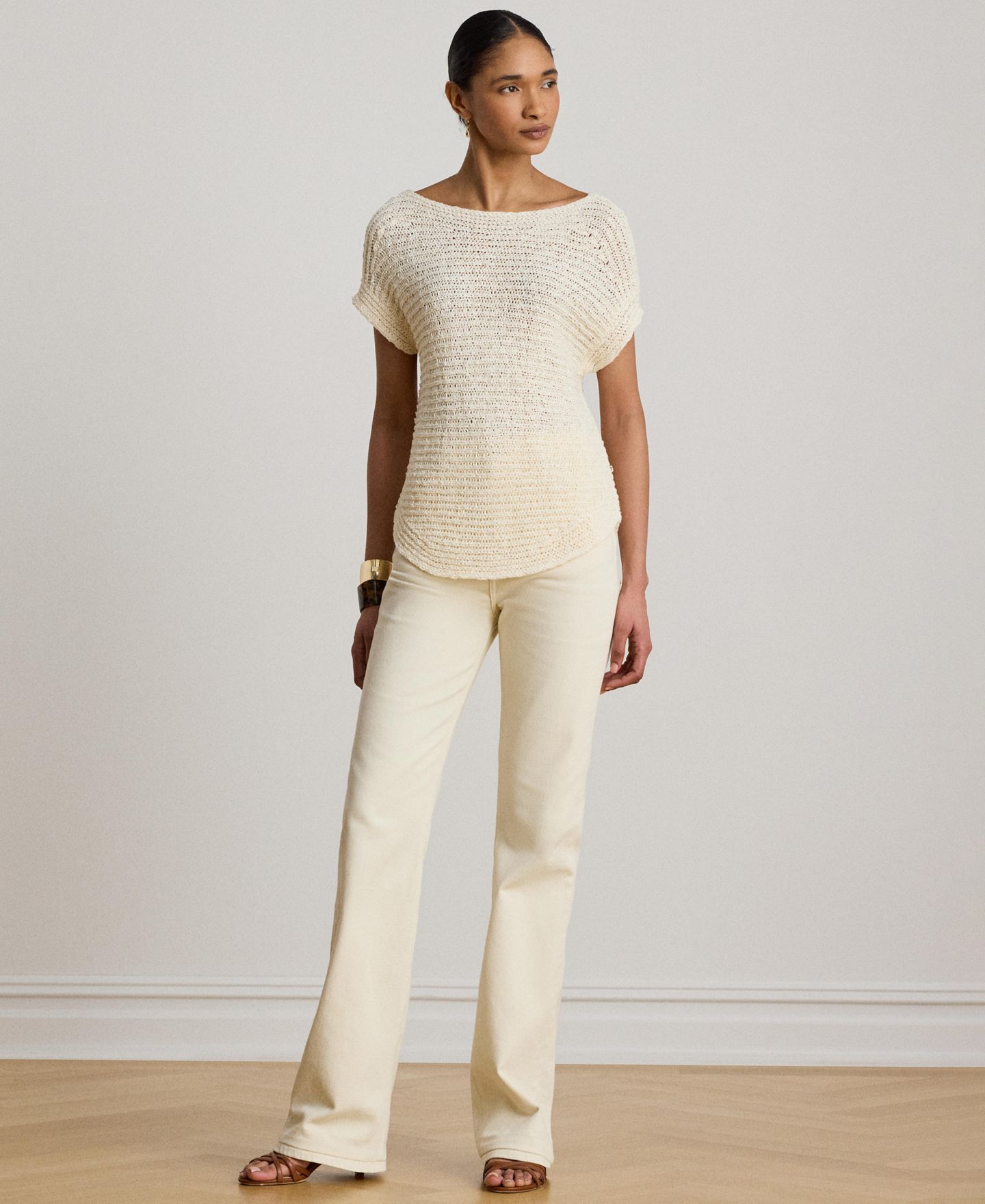 Женский свитер Lauren Ralph Lauren Boat Neck Dropped Shoulder, цвет: Кремовый — фото 2