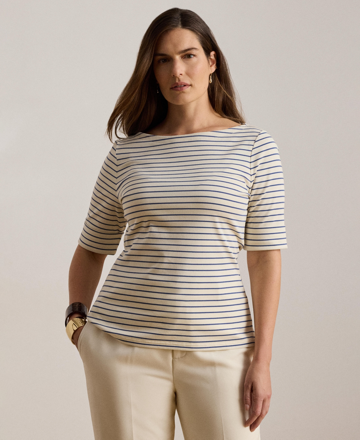 Lauren Ralph Striped Boatneck Top
