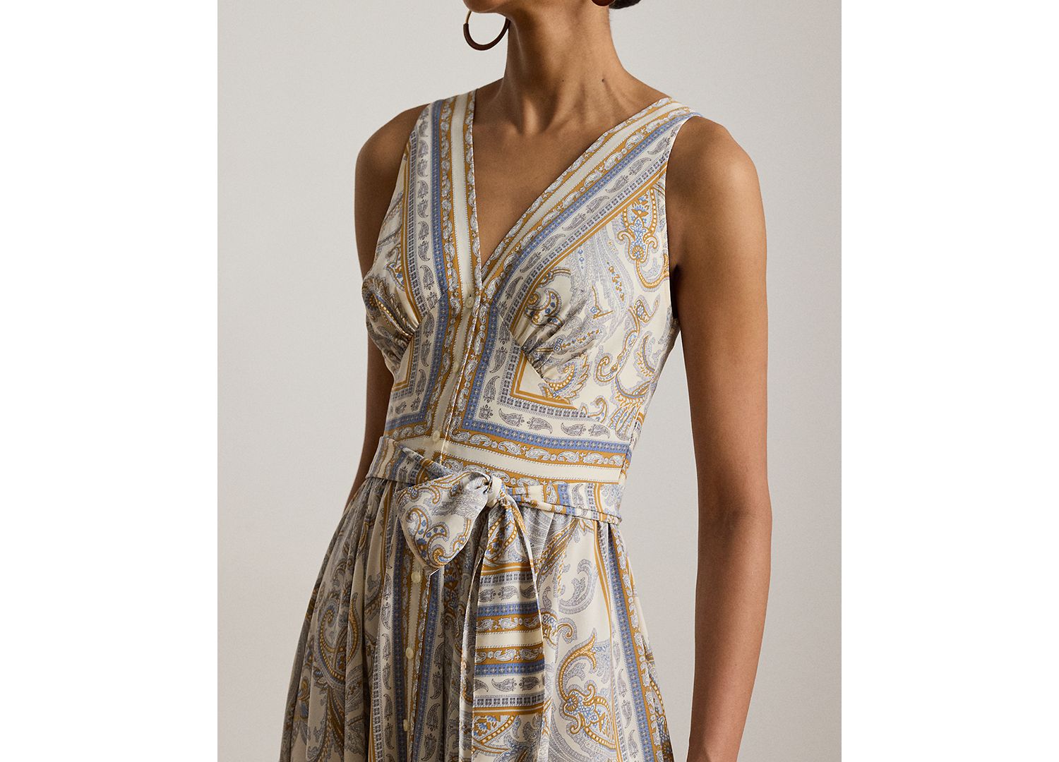 Petite V-Neck Handkerchief-Hem Dress