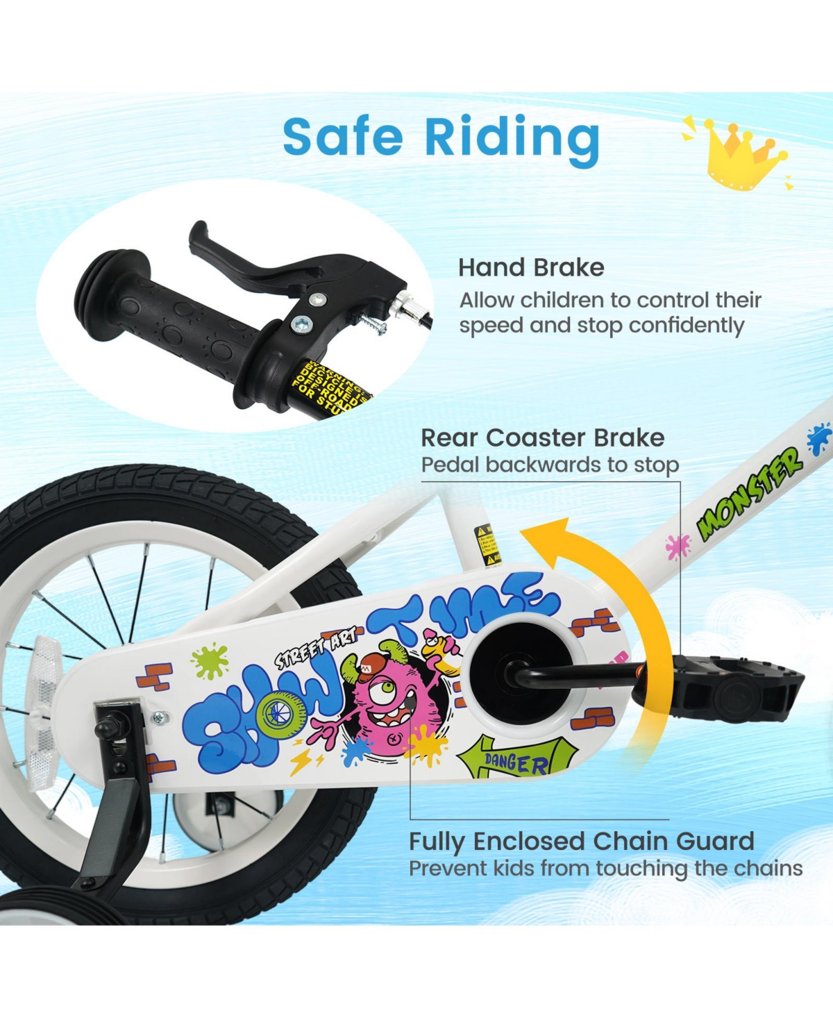 Slickblue Kids Ride On Bike with Training Wheels