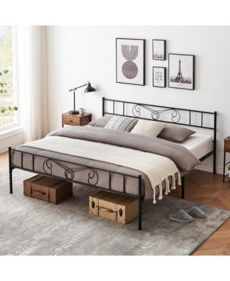 Size Metal Platform Bed Frame with Headboard and Footboard, Mattress Foundation with Premium Steel Slats Support