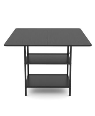 Rectangular Kitchen Table with Open Shelves and Metal Legs 4-6 Seater