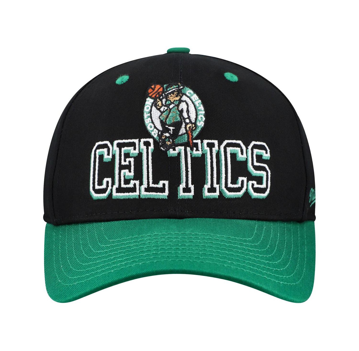 Men's Black/Kelly Green Boston Celtics Backside Script 2-Tone Pro Crown Adjustable Hat