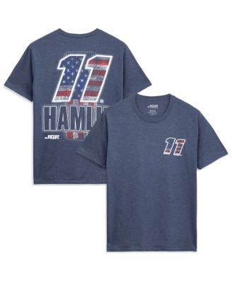 Men's Heather Navy Denny Hamlin 11 Patriotic Number Tri-Blend T-Shirt