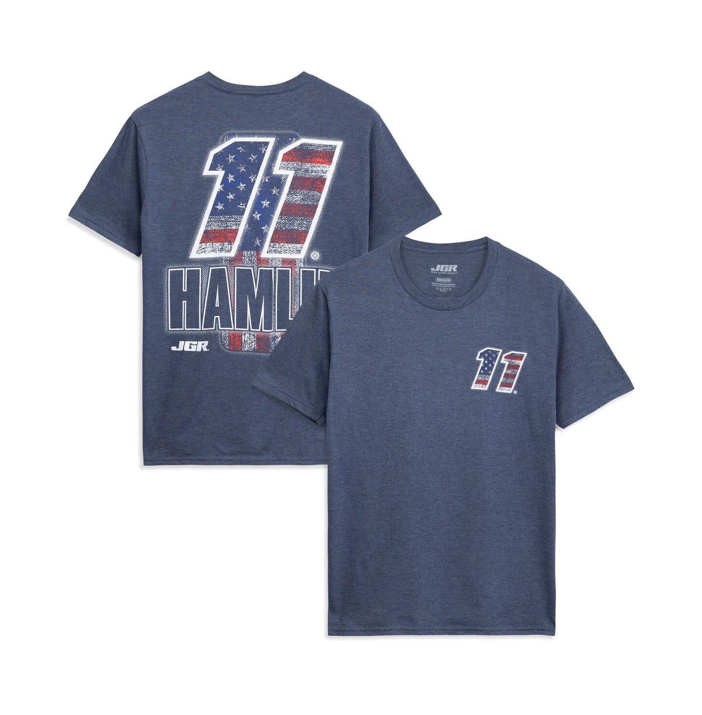 Мужская футболка Classic Ink USA Heather Navy Denny Hamlin 11 Patriotic Number Tri-Blend — фото 1