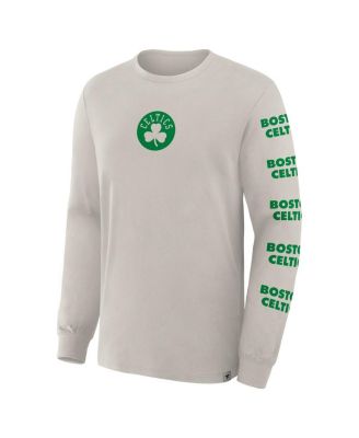 Men's Cream Boston Celtics Crossover Collection Ball Screen Action Premium Long Sleeves T-Shirt