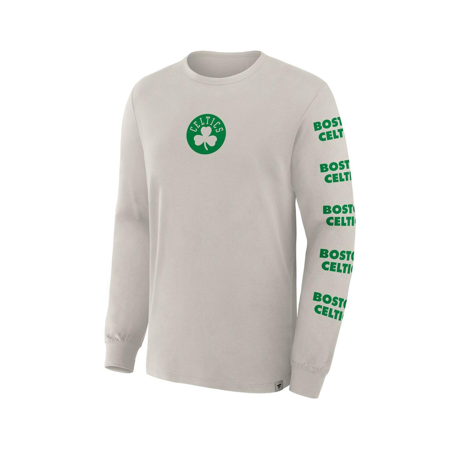 Men's Cream Boston Celtics Crossover Collection Ball Screen Action Premium Long Sleeve T-Shirt