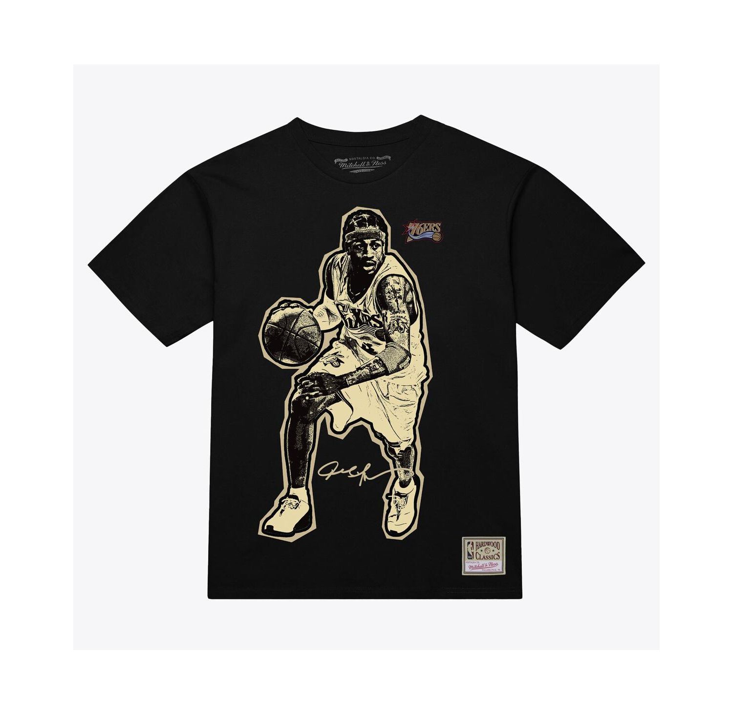 Men's and Women's Allen Iverson Black Philadelphia 76ers Blockbuster Player Graphic T-Shirt