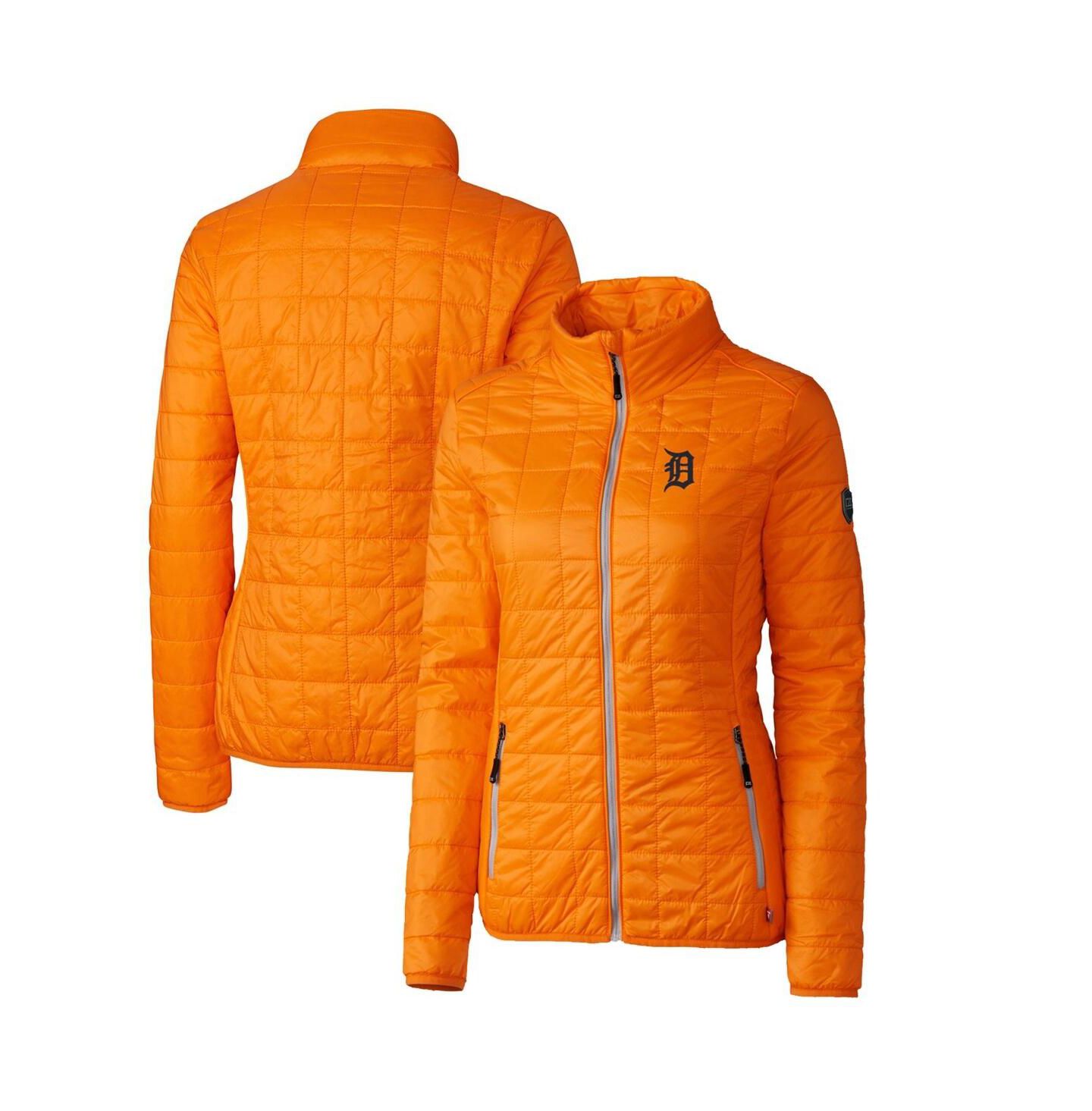 Женская куртка Cutter & Buck Orange Detroit Tigers Rainier PrimaLoft Eco Full-Zip Puffer — фото 1