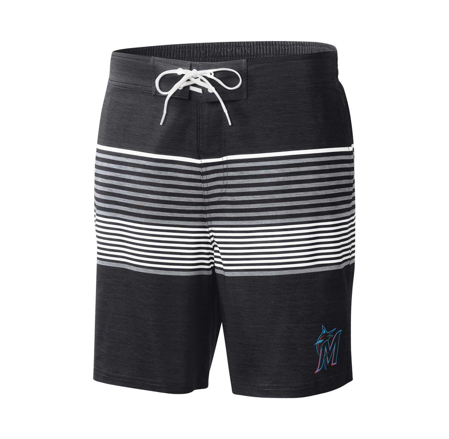 Men's Black Miami Marlins Coastline Volley Swim Shorts
