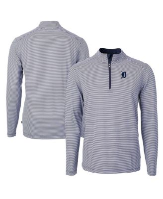 Men's Navy/White Detroit Tigers Virtue Eco Pique Micro Stripe Quarter-Zip Pullover