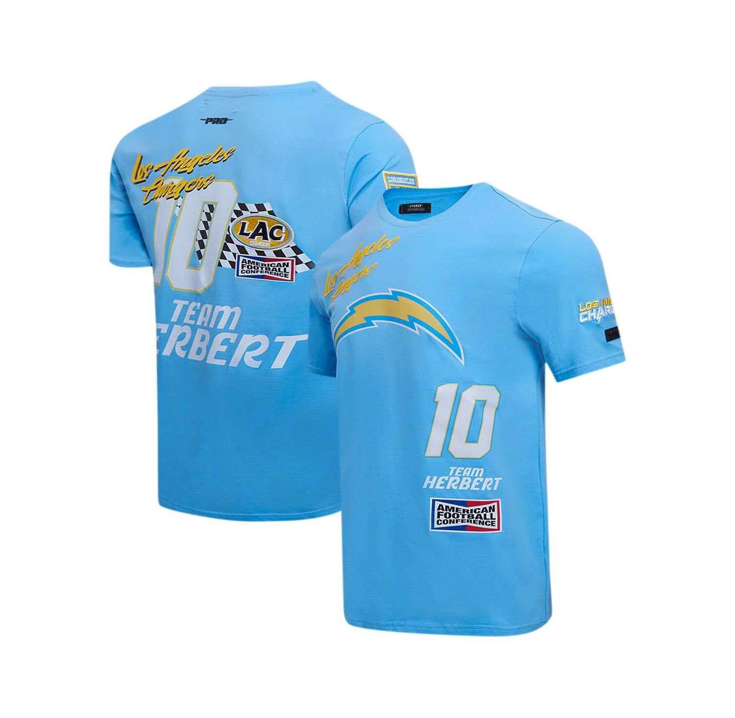 Men's Justin Herbert Powder Blue Los Angeles Chargers Fast Lane Name and Number Player T-Shirt