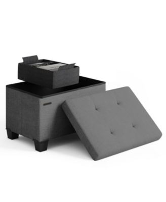16 Inch Ottoman Storage Bench with Storage Bins - Leatherette or Fabric Finish