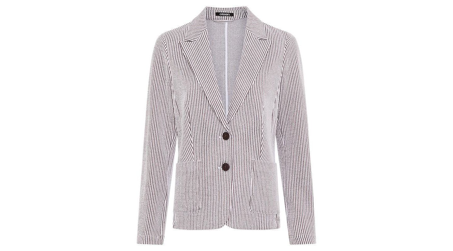 Женский пиджак Olsen Seersucker Blazer, цвет: Тёмный коричневый — фото 2