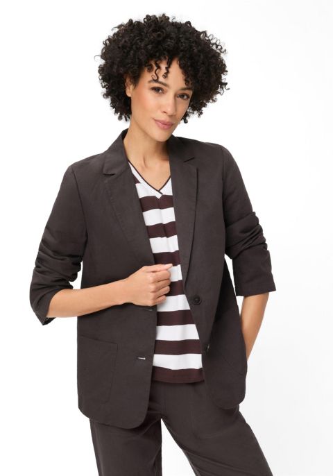 Женский пиджак Olsen Cotton-Linen Blazer, цвет: Тёмный коричневый
