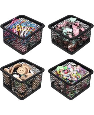 Mesh Metal Paper Clip Holder for Desk, Paperclip Dispenser Organizer Container, 4 Pack for Office School