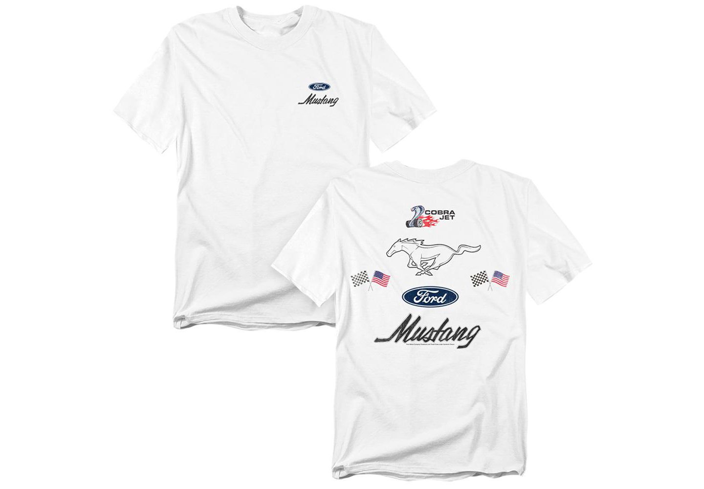 Мужская футболка Mustang Ford Logo Stack Front Back, цвет: Белый — фото 1