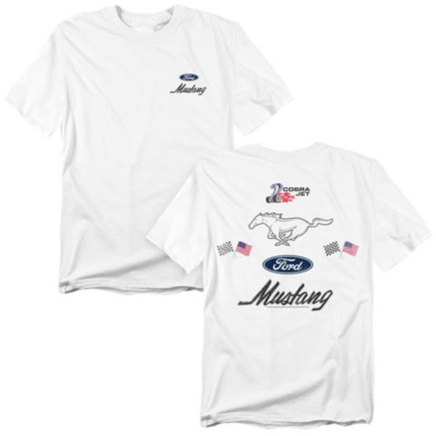Мужская футболка Mustang Ford Logo Stack Front Back, цвет: Белый