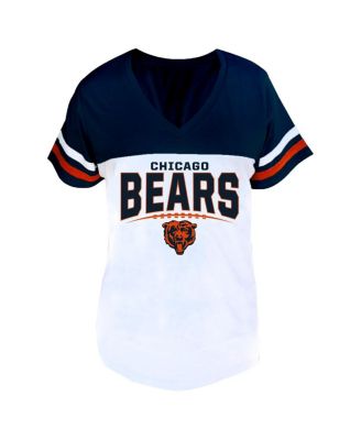 Women's Navy/White Chicago Bears Plus Size Split Body V-Neck T-shirt