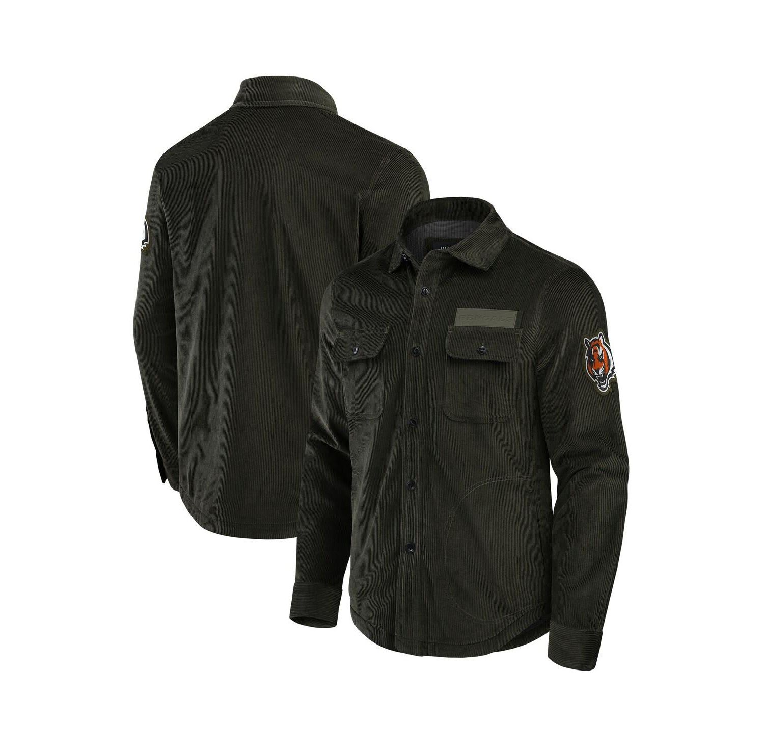 Men's Dark Green Cincinnati Bengals Corduroy Full-Button Shacket