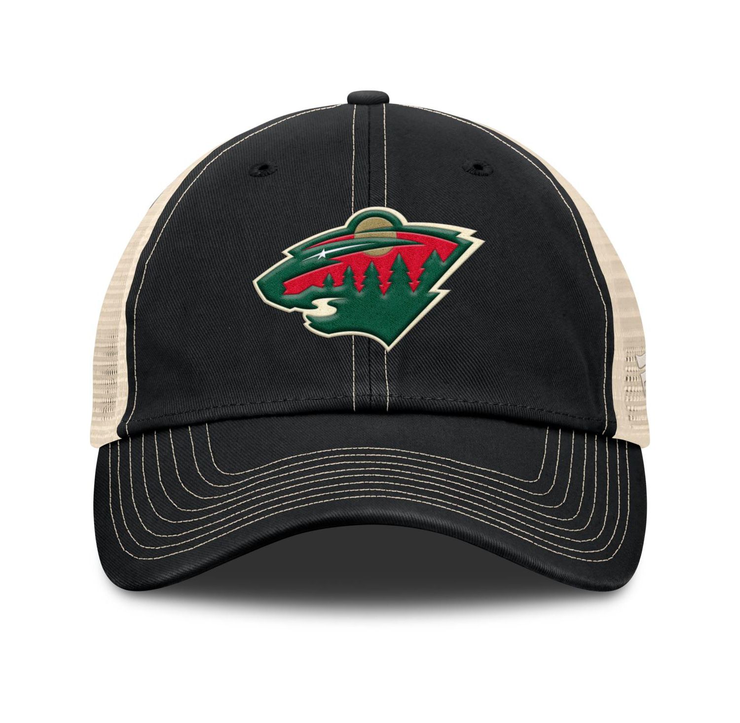 Men's Black/Natural Minnesota Wild Rival Trucker Adjustable Hat