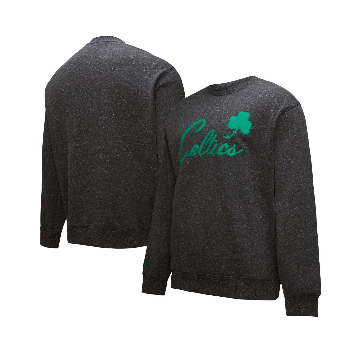 Men's Black Boston Celtics Hardwood Classics Blackout Collection Snow Washed Pullover Sweatshirt