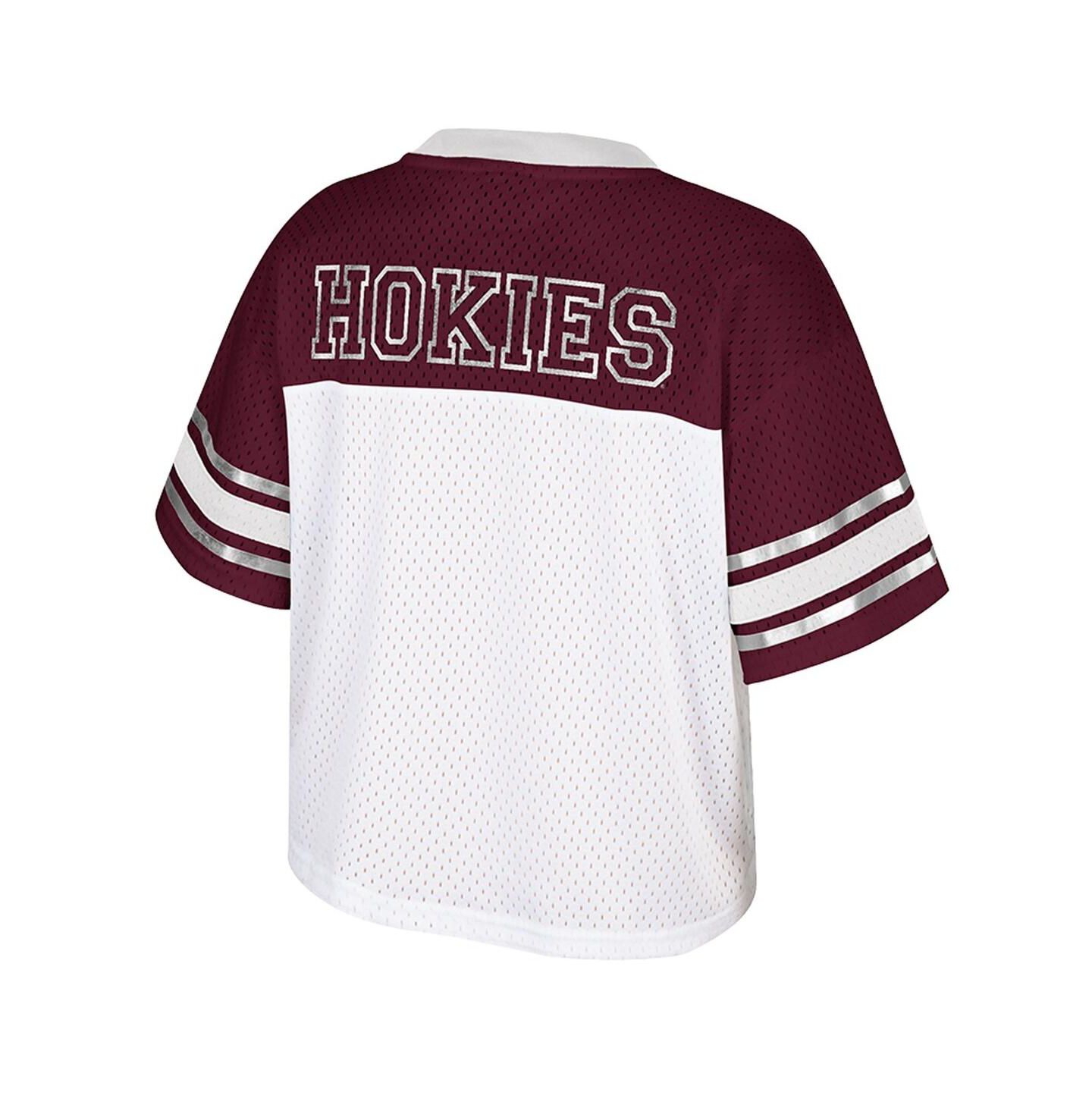 Женский топ Colosseum White Virginia Tech Hokies Treasure Cropped Football Jersey — фото 3