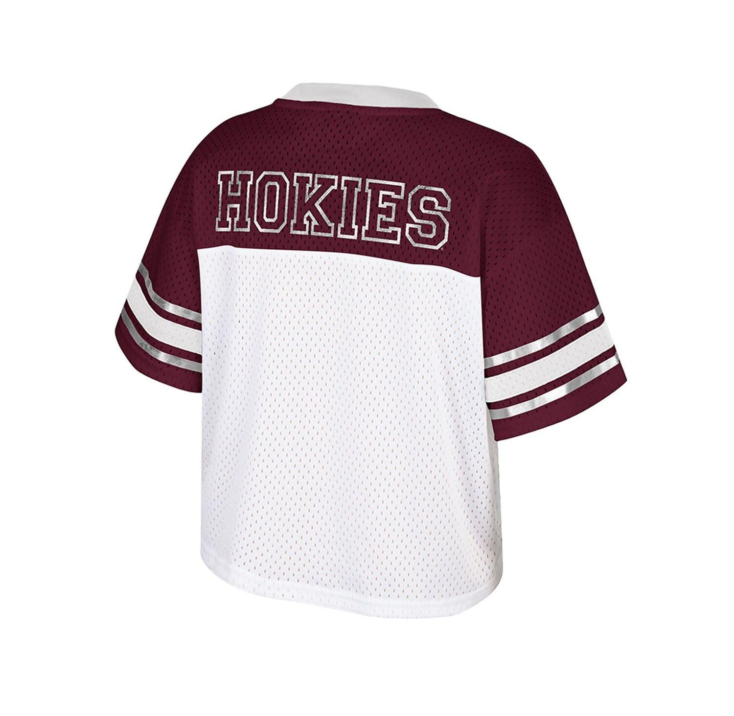 Women's White Virginia Tech Hokies Treasure Cropped Football Jersey