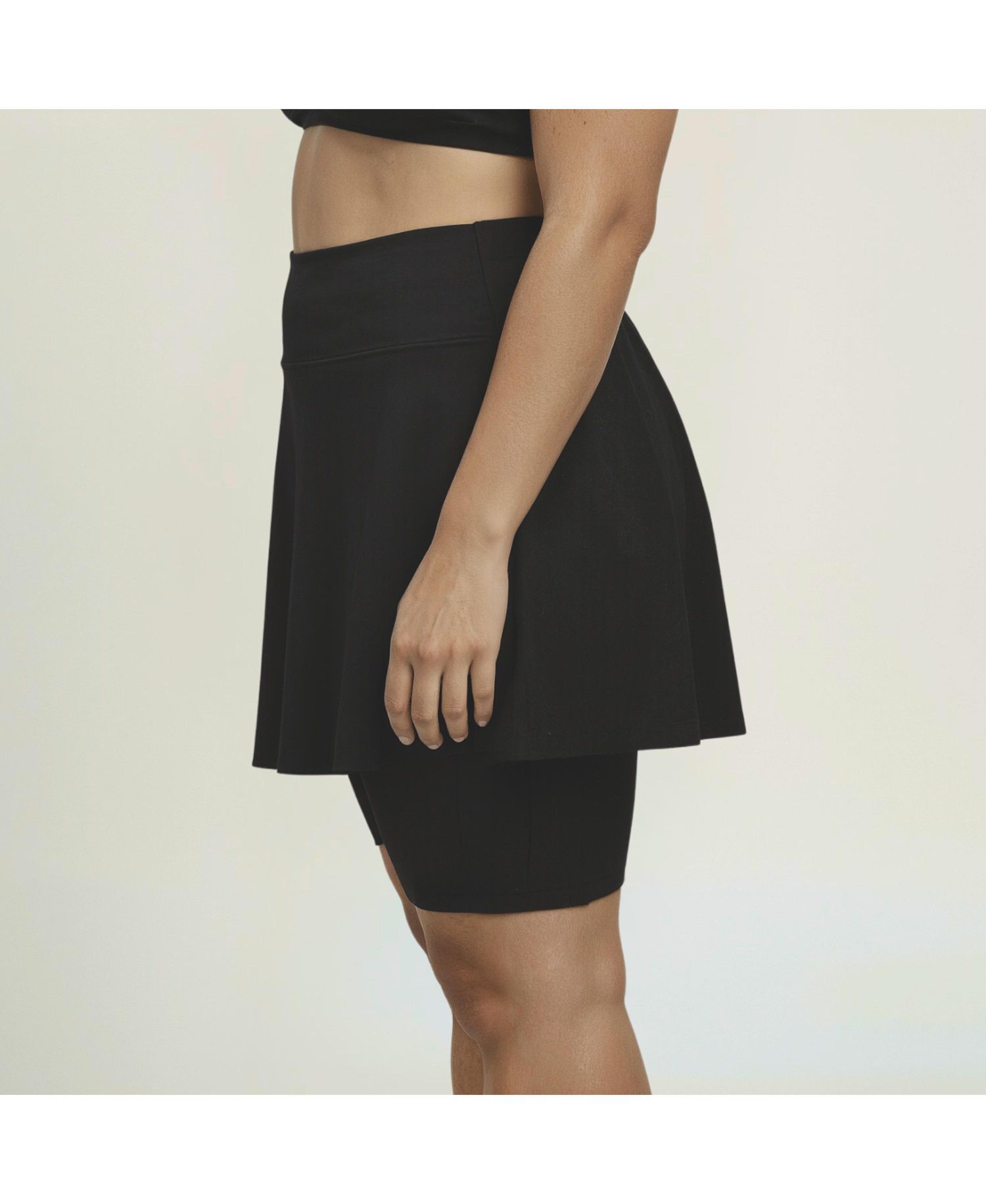 Plus Size Flared Mid-Thigh Swim Skirt With Bike Shorts