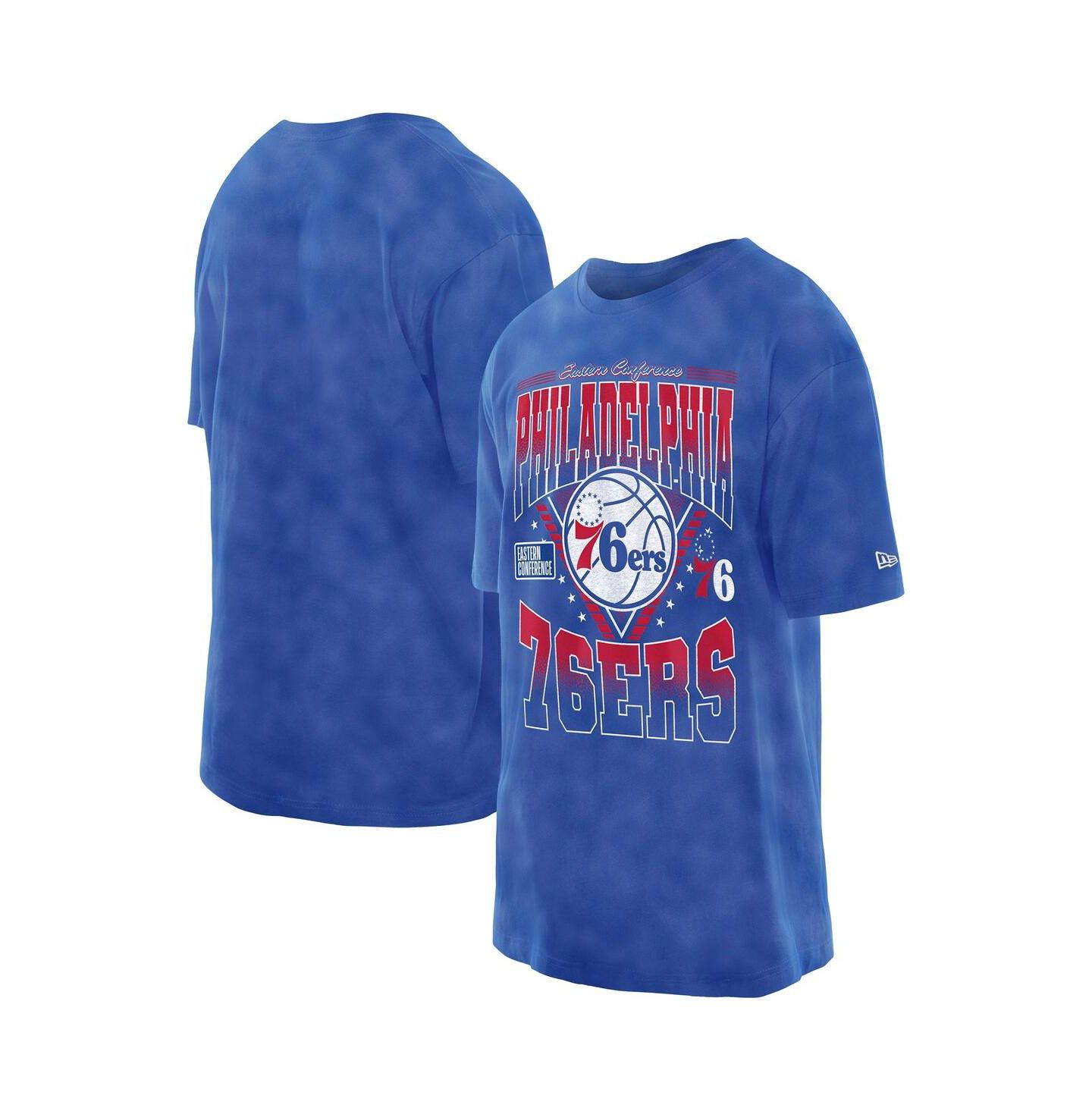 Мужская футболка New Era Royal Philadelphia 76ers Boxy Old School Sport Vintage Wash — фото 1