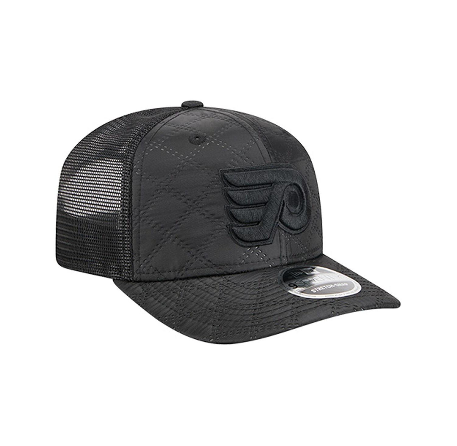 Men's Black Philadelphia Flyers Quilted Nylon 9SEVENTY Adjustable Trucker Hat