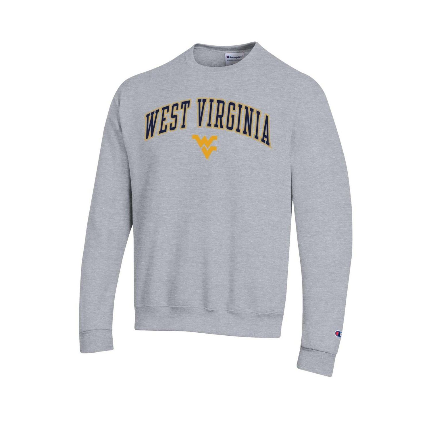 Men's Heather Gray West Virginia Mountaineers Arch Over Logo Pullover Sweatshirt