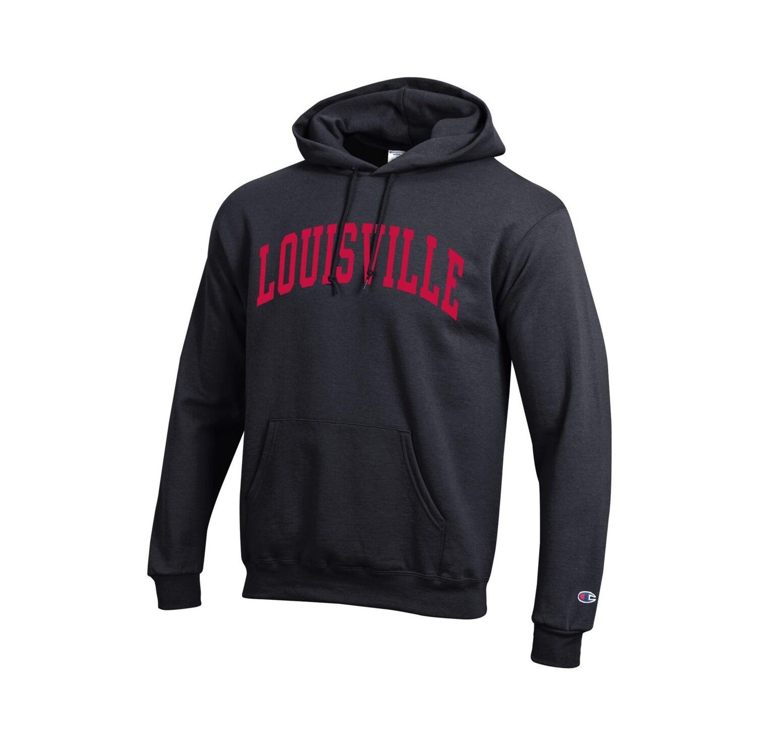 Men's Black Louisville Cardinals Basic Arch Fleece Pullover Hoodie