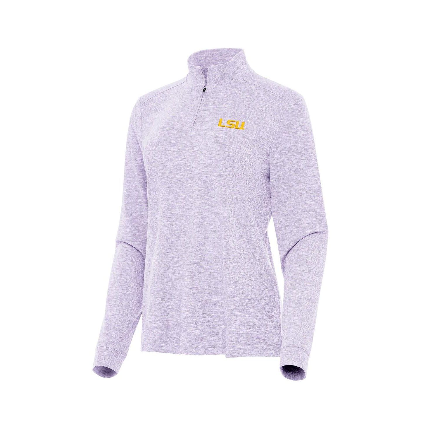 Женское поло Antigua Lavender LSU Tigers Mentor Long Sleeve Quarter-Zip Mock Polo Shirt — фото 1
