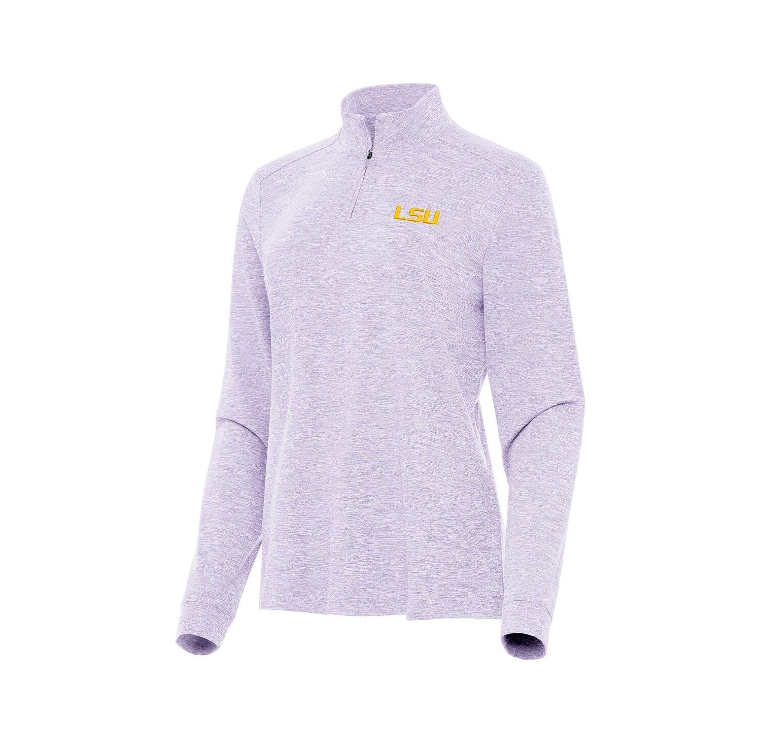 Women's Lavender LSU Tigers Mentor Long Sleeve Quarter-Zip Mock Polo Shirt