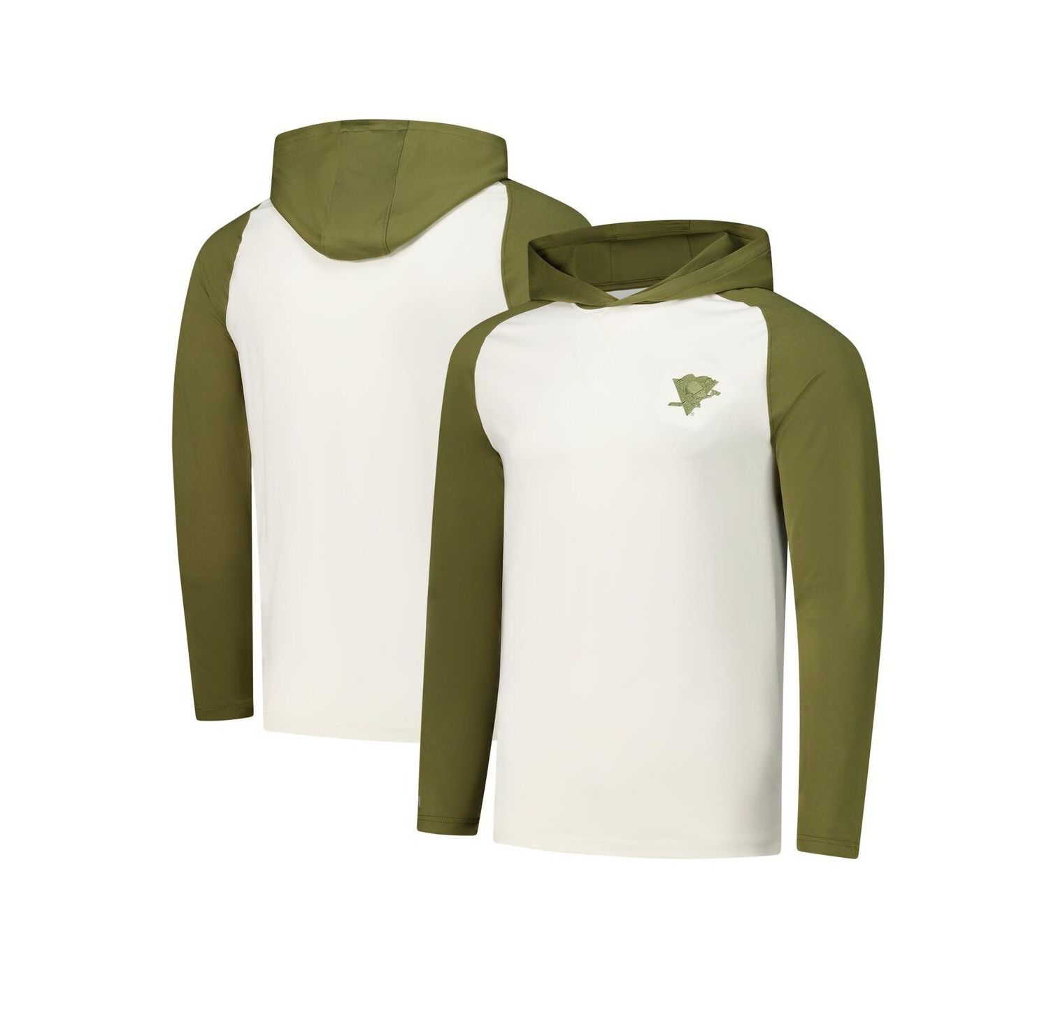 Men's Cream/Olive Pittsburgh Penguins Intrepid Sand Raglan Long Sleeve Hoodie T-Shirt